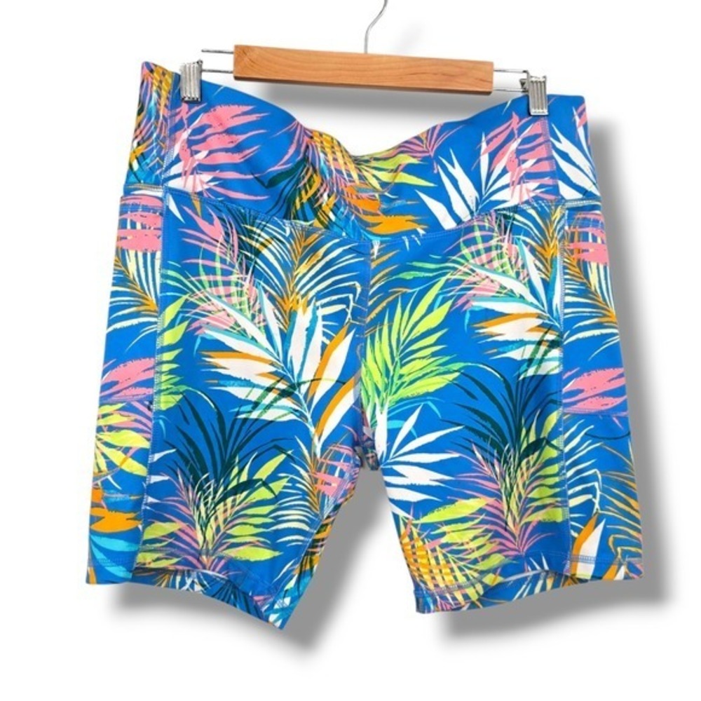 Athletic Works XXL Palm‎ Print Activewear Shorts Blue Tropical